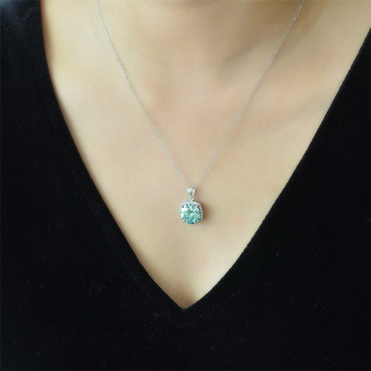 5 Carat Moissanite 925 Sterling Silver Pendant Necklace - Silver One Size -