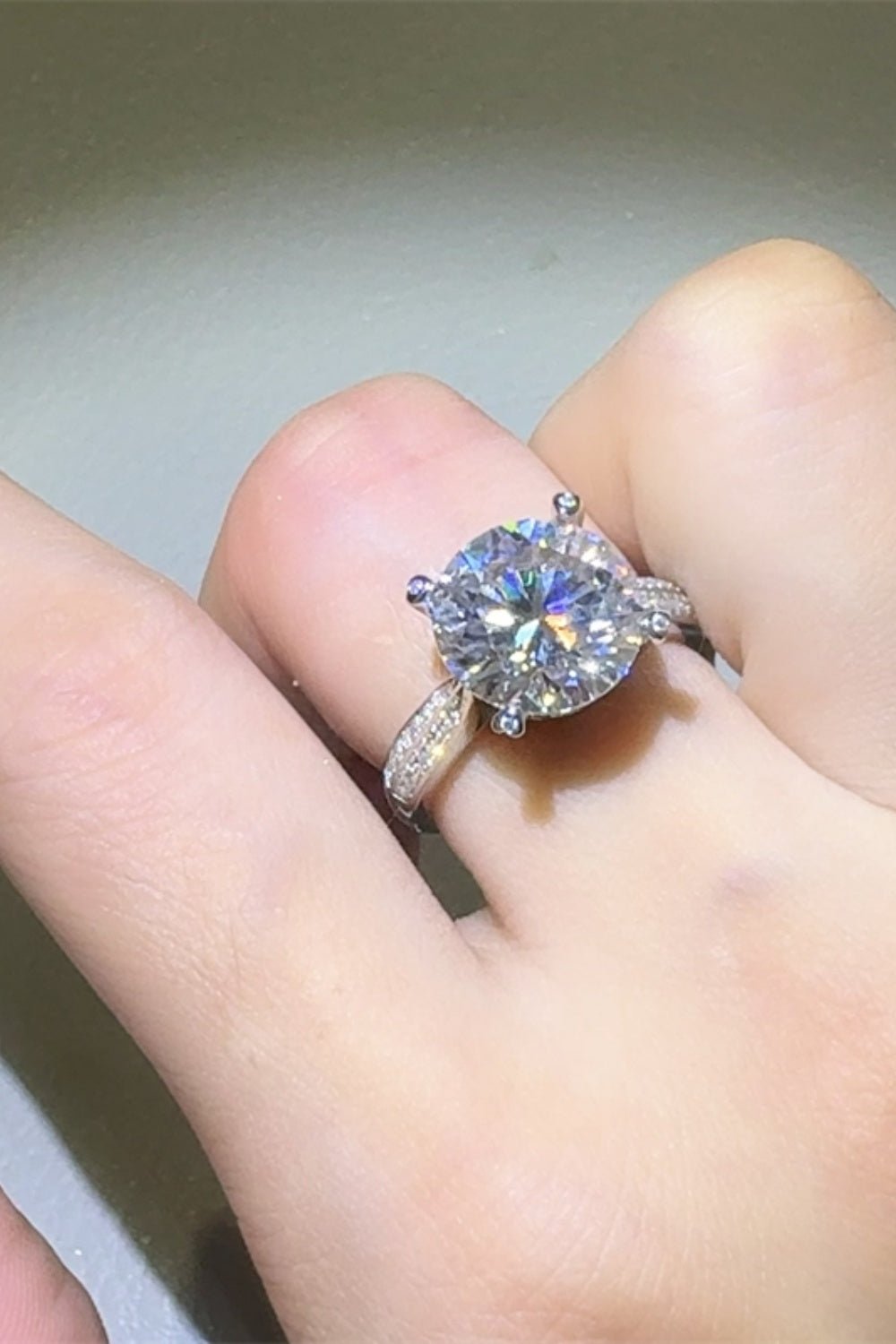 5 Carat Moissanite 925 Sterling Silver Ring - -