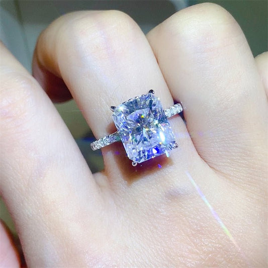 5 Carat Moissanite Zircon 925 Sterling Silver Ring - Silver -