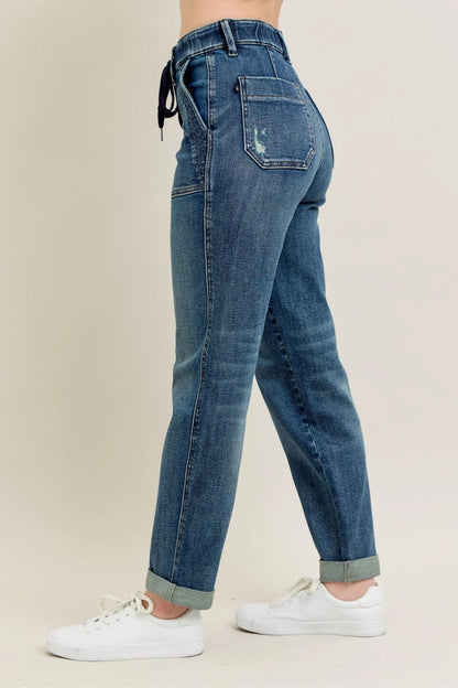 Judy Blue Full Size HW Vintage Wash Jeans w/ Drawstring Plus Size – | Shannon’s Chique Boutique
