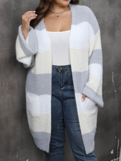 Plus Size Open Front Cozy Cardigan (Curve Comfort) - -