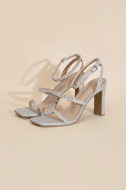 DEVIN-1 Silver Rhinestone Heels