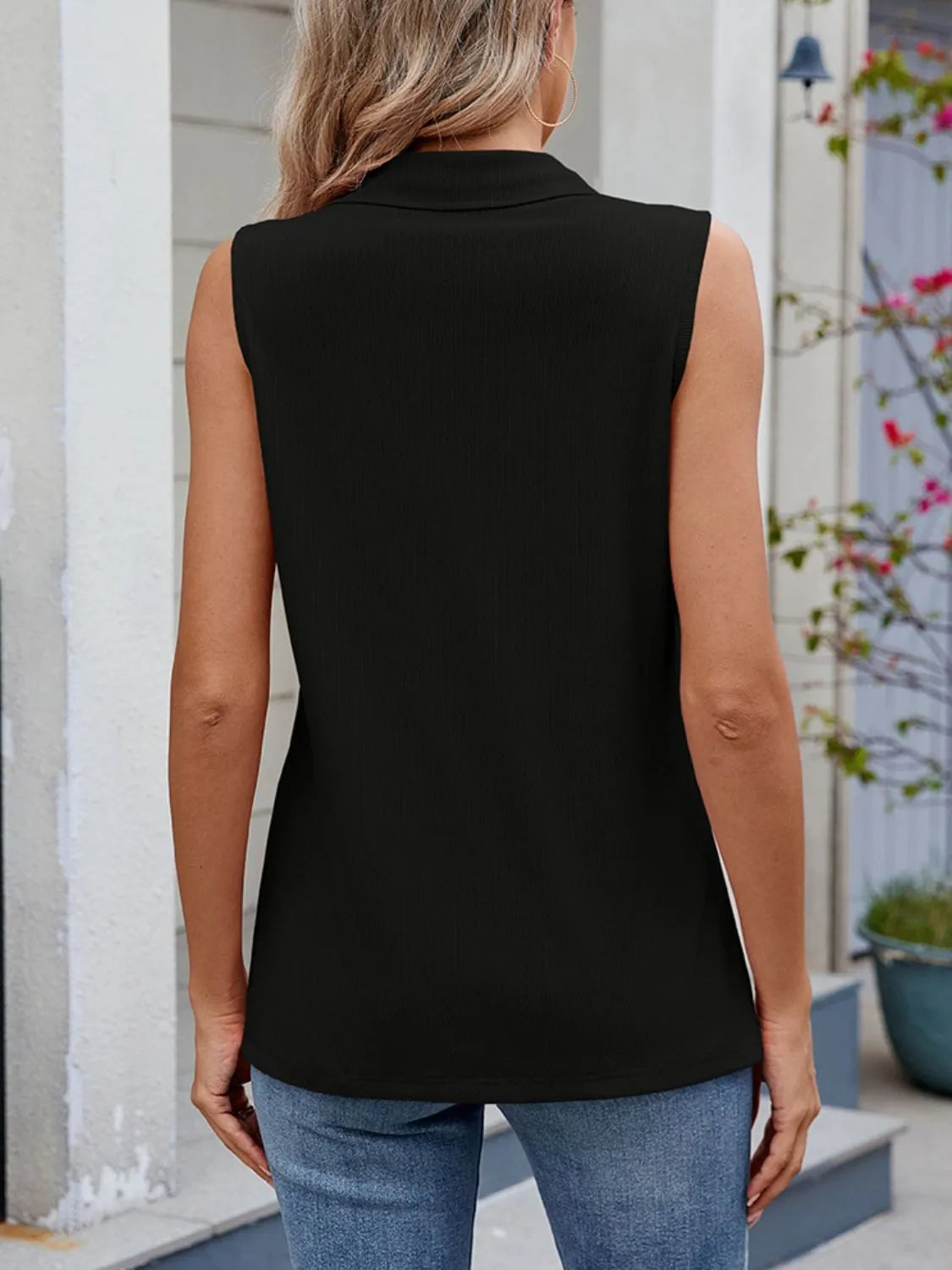 Quarter Zip Collared Tank - -