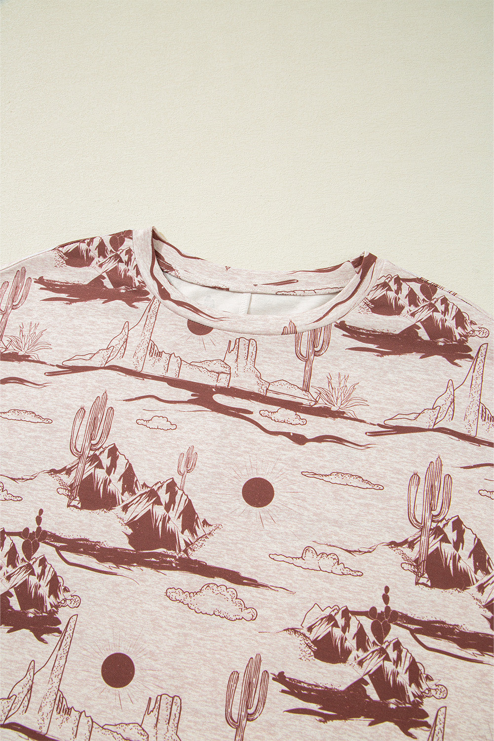 Printed Round Neck Short Sleeve T-Shirt - -