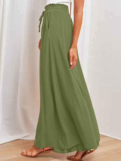 Wide Leg Pants with Pockets - -