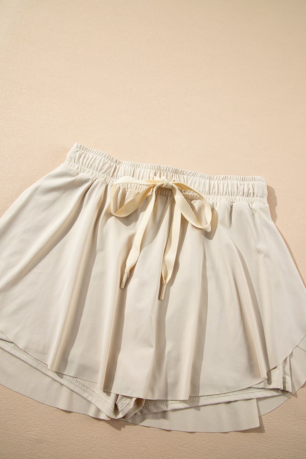 Drawstring High Waist Lined Active Skorts - -