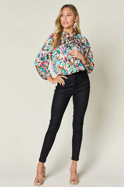 Double Take Full Size Printed Button Up Long Sleeve Shirt – | Shannon’s Chique Boutique