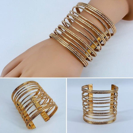 Gold Finish Adjustable Cuff Bracelet – | Shannon’s Chique Boutique