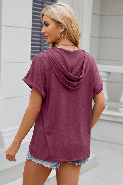 Florira Hooded Short Sleeve T-Shirt - -