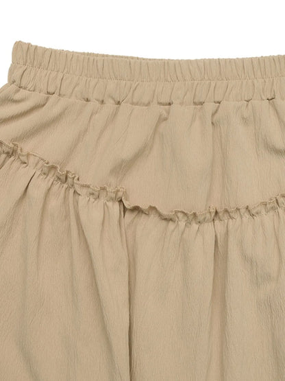 Elastic Waist Layered Skirt - -