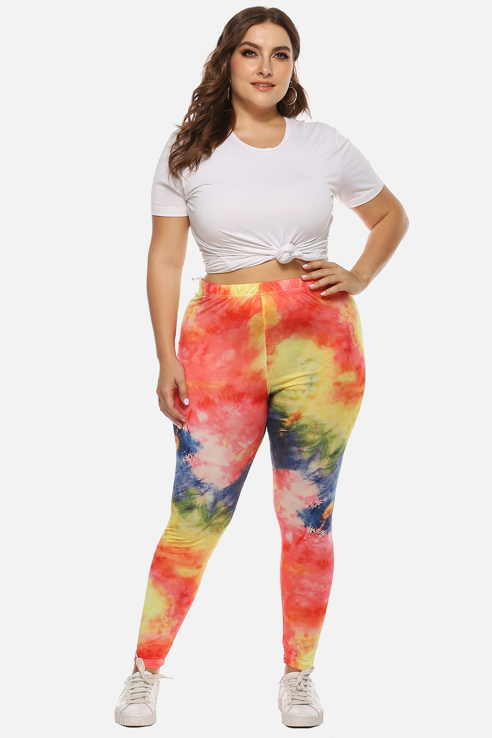Plus Size Tie Dye Legging - Multicolor -