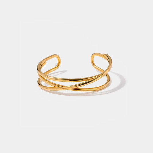 Minimalist Stainless Steel Cuff Bracelet – Gold Plated Modern Bangle | SCB Boutique - Gold One Size -
