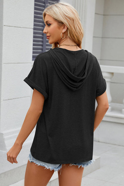 Florira Hooded Short Sleeve T-Shirt - -