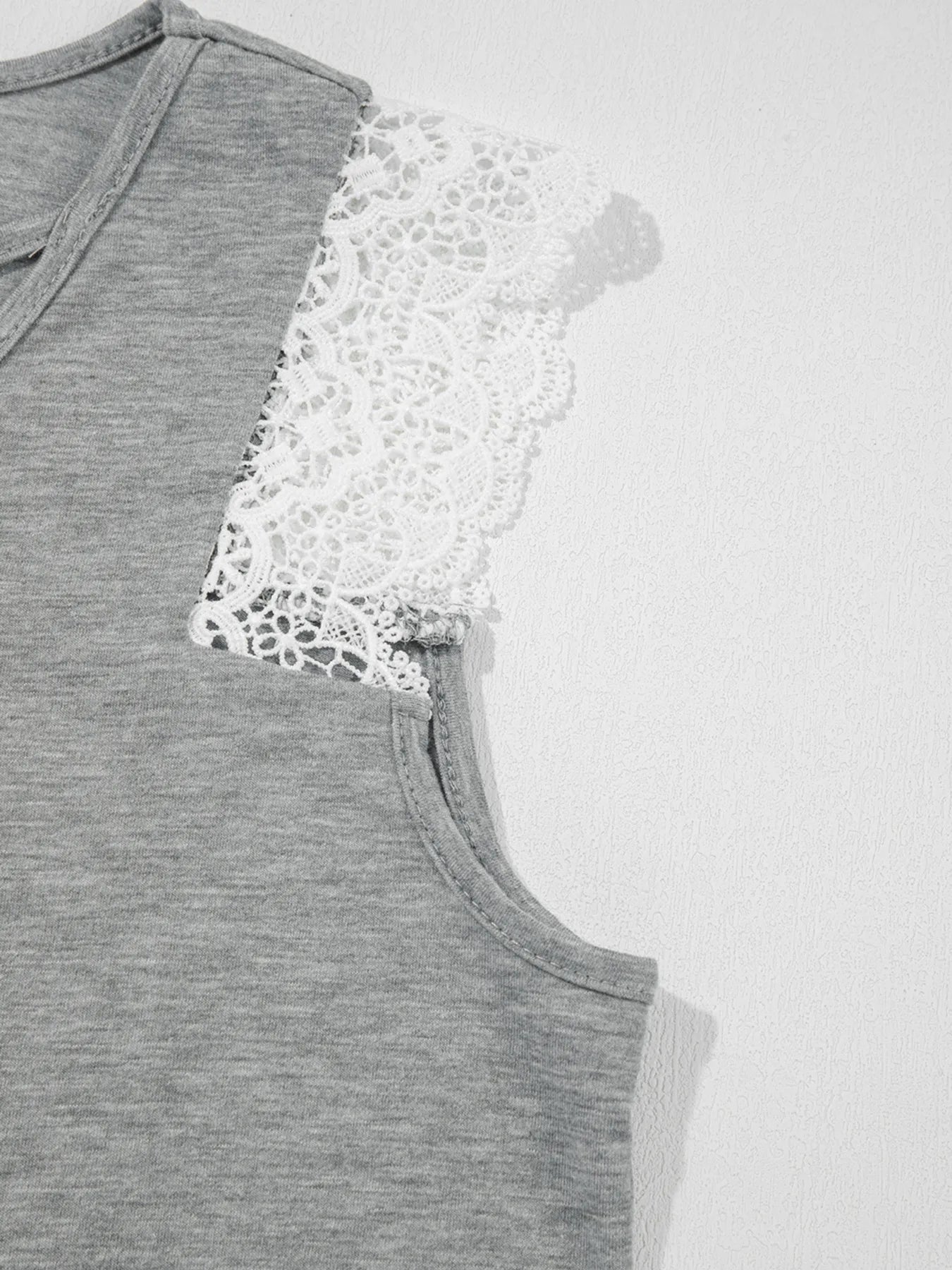 Lace Trim Cross-Front V-Neck Tank Top - -