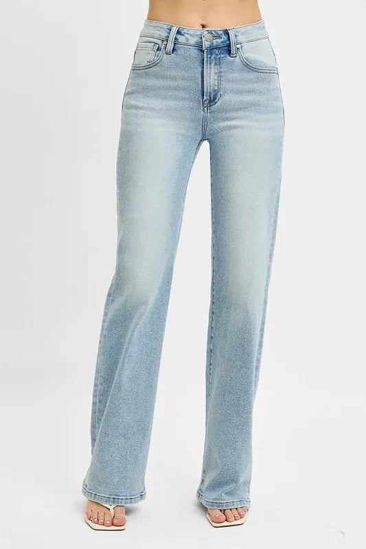 RISEN High Rise Wide Leg 90's Jeans.