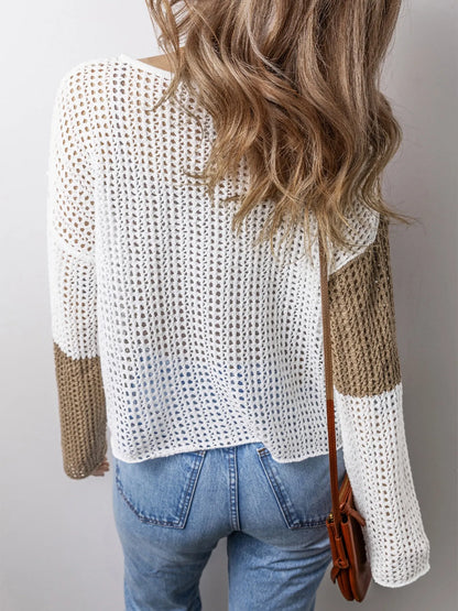 Openwork Tassel Color Block Sweater – | Shannon’s Chique Boutique