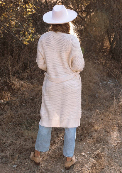 Lovestitch Long Sleeve Honeycomb Tie Front Cardigan