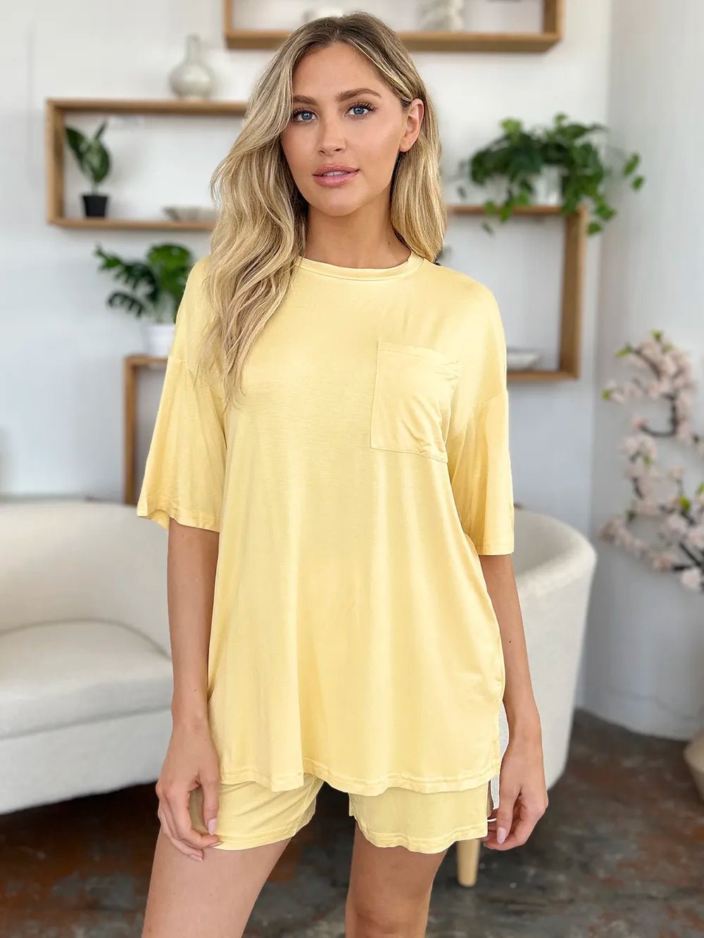 Basic Bae Bamboo Drop Shoulder T-Shirt & Shorts Lounge Set – Pastels & Everyday Neutrals – | Shannon’s Chique Boutique