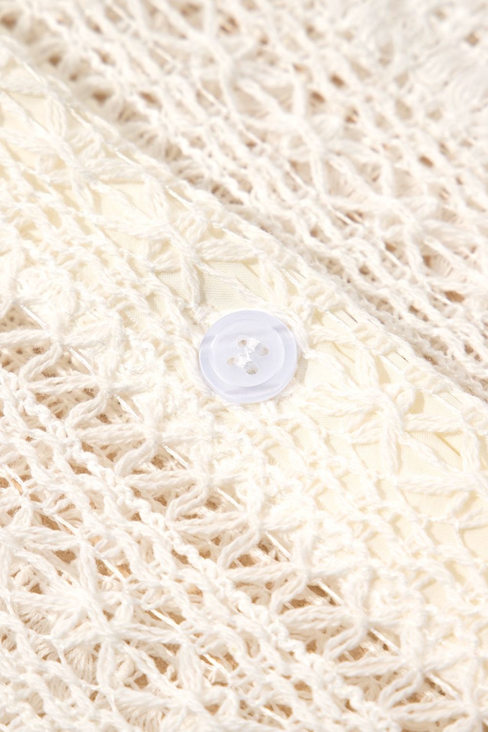 Lace Crochet Collared Neck Oversized Shirt - -