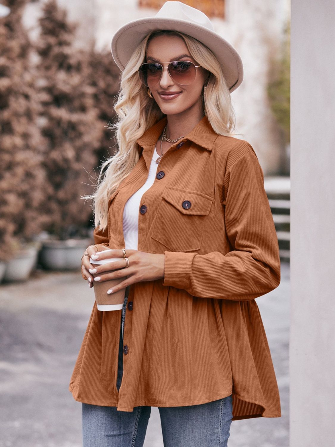 Mandy Collared Neck Long Sleeve Shirt - -