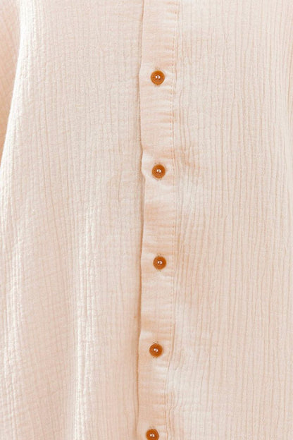 Button Down Short Sleeve Midi Shirt Dress - -