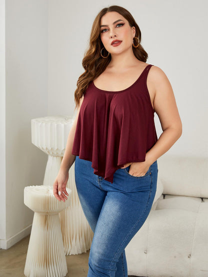 Plus Size Double-Strap Scoop Neck Cami - -