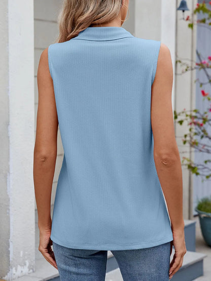 Quarter Zip Collared Tank - -