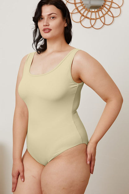 Basic Bae Full Size Square Neck Sleeveless Bodysuit - Beige -