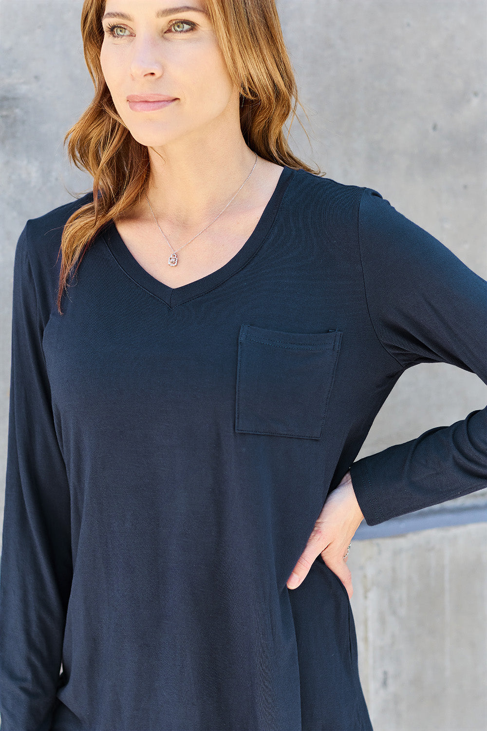 Basic Bae Full Size V-Neck Long Sleeve Top