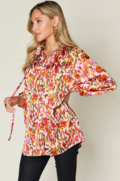 Double Take Full Size Printed Button Up Long Sleeve Shirt – | Shannon’s Chique Boutique