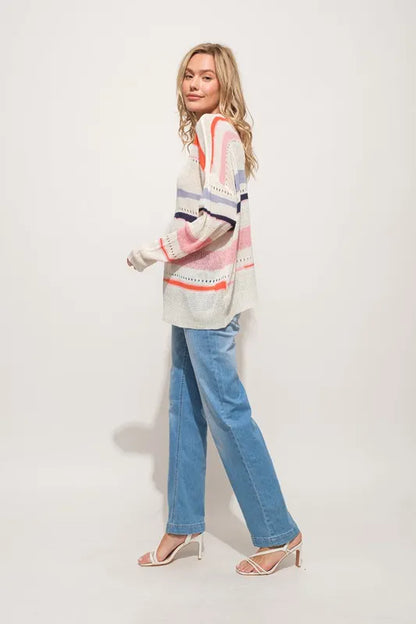 Lightweight Striped Coastal Sweater – Casual Loose Fit | SCB Boutique.