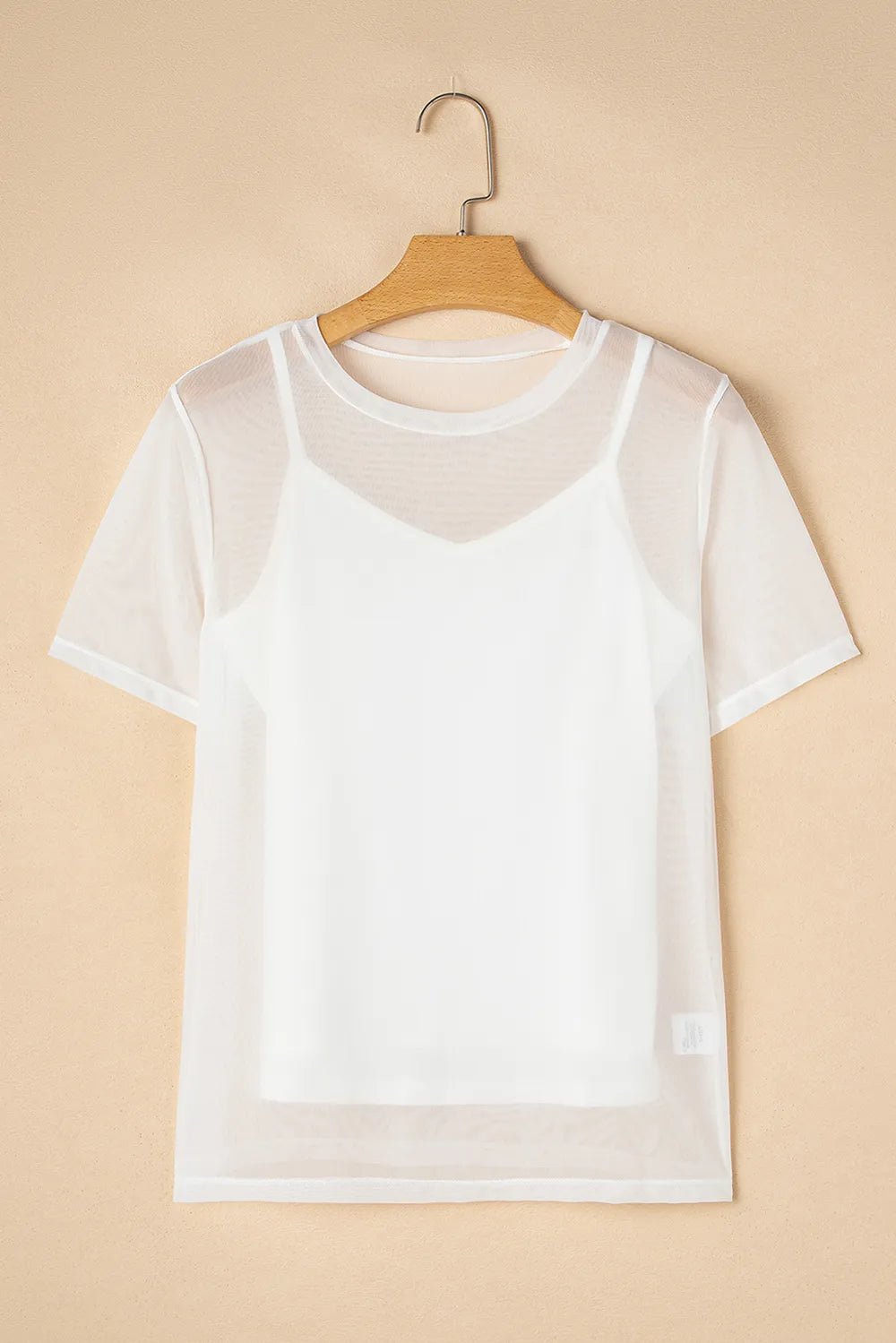 V-Neck Cami and Round Neck Short Sleeve Cover Up Set - -