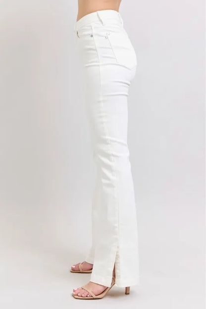 Judy Blue Full Size High Waist Side Slit Slim Bootcut Jeans Plus Size.