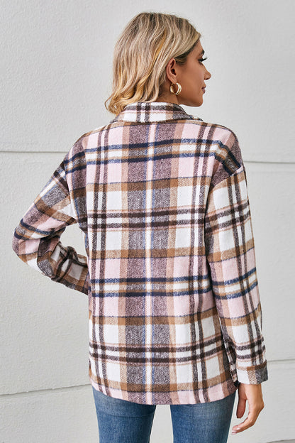 Button Down Collared Plaid Shacket