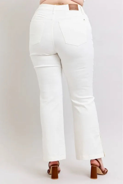 Judy Blue Full Size High Waist Side Slit Slim Bootcut Jeans Plus Size.