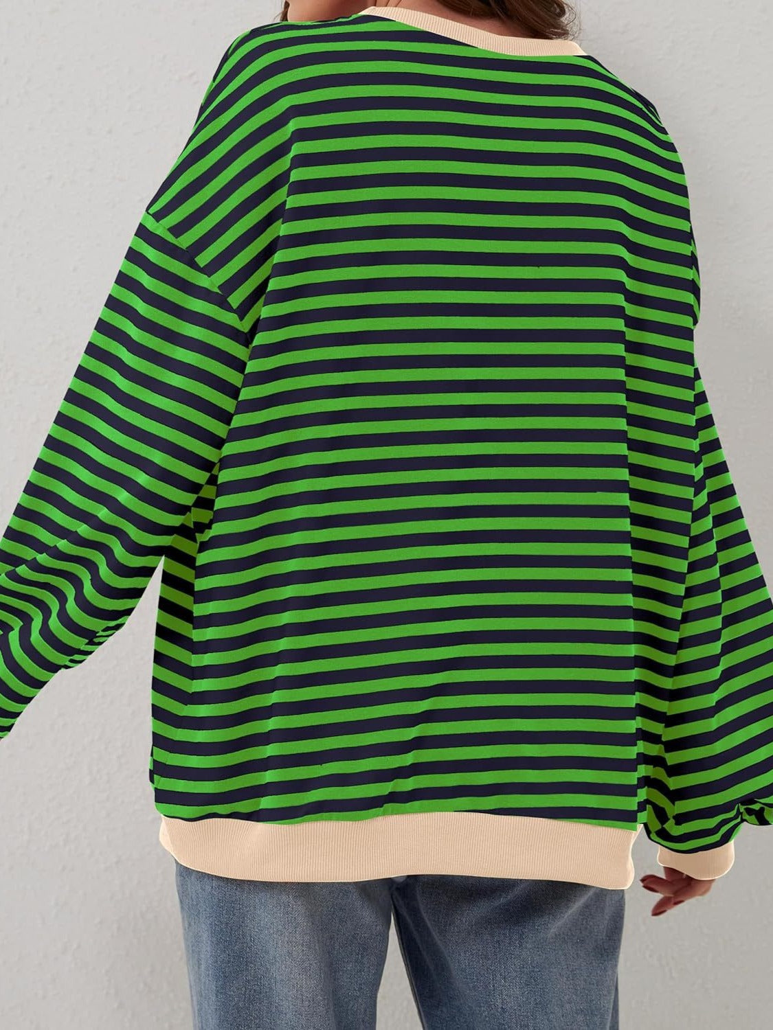 Contrast Striped Long Sleeve Sweatshirt