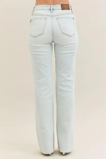 Judy Blue Full Size Destroy & Fray Hem Bootcut Jeans Plus Size - -