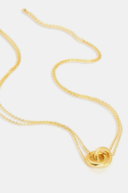 Linked Ring Pendant Chain Necklace - -