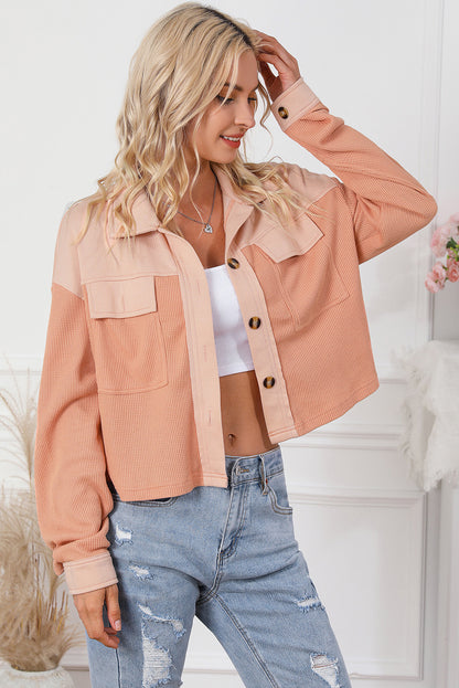 Button Down Dropped Shoulder Jacket - -