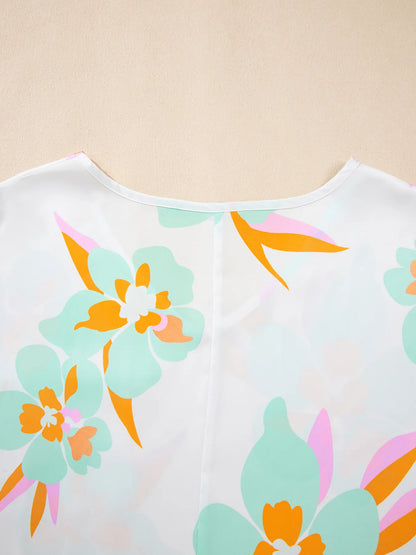 Floral Print Loose Fit V Neck Half Sleeve Blouse – | Shannon’s Chique Boutique