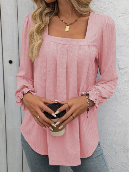 Mandy Square Neck Long Sleeve Top - -