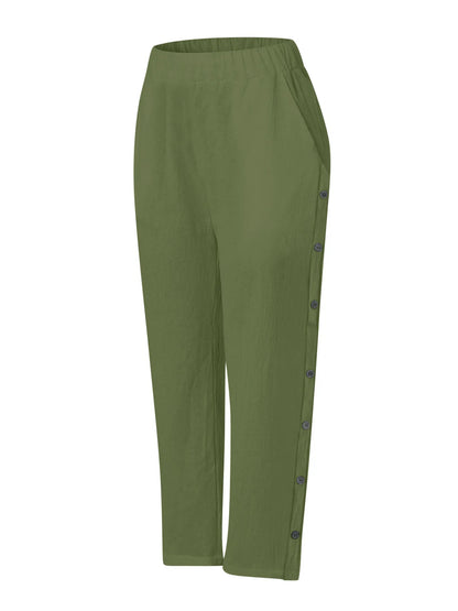 Coastal Stroll – Button Linen Pants – | Shannon’s Chique Boutique