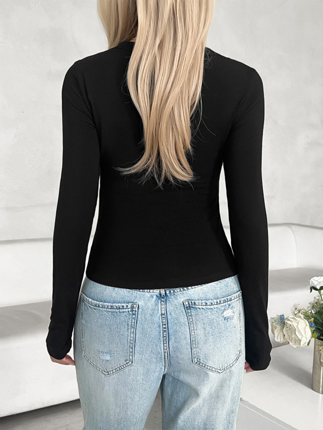 Lovelet V-Neck Long Sleeve T-Shirt - -