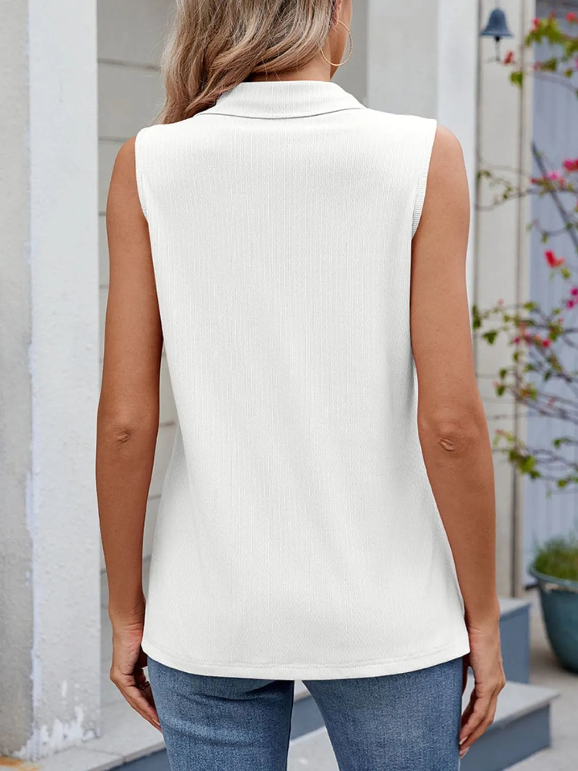 Quarter Zip Collared Tank - -