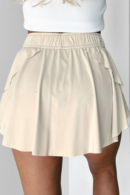 Drawstring High Waist Lined Active Skorts - -