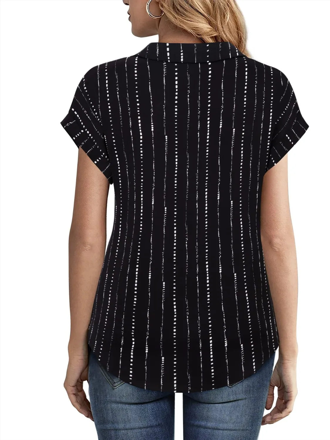 Ruched Round Neck Short Sleeve Top – Pretty Chique Women’s Summer Blouse - -