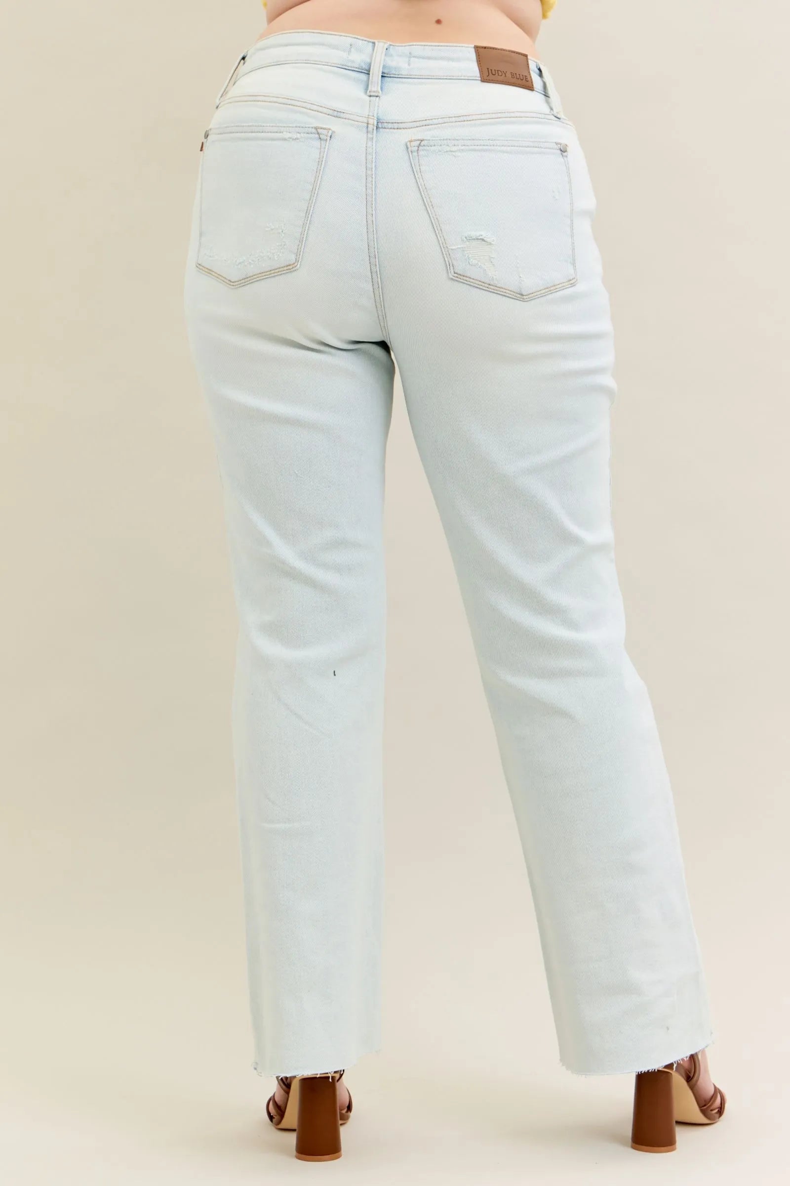 Judy Blue Full Size Destroy & Fray Hem Bootcut Jeans Plus Size - -