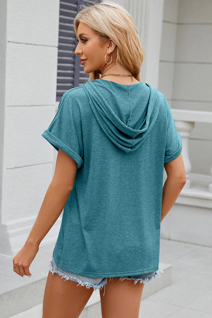 Florira Hooded Short Sleeve T-Shirt - -