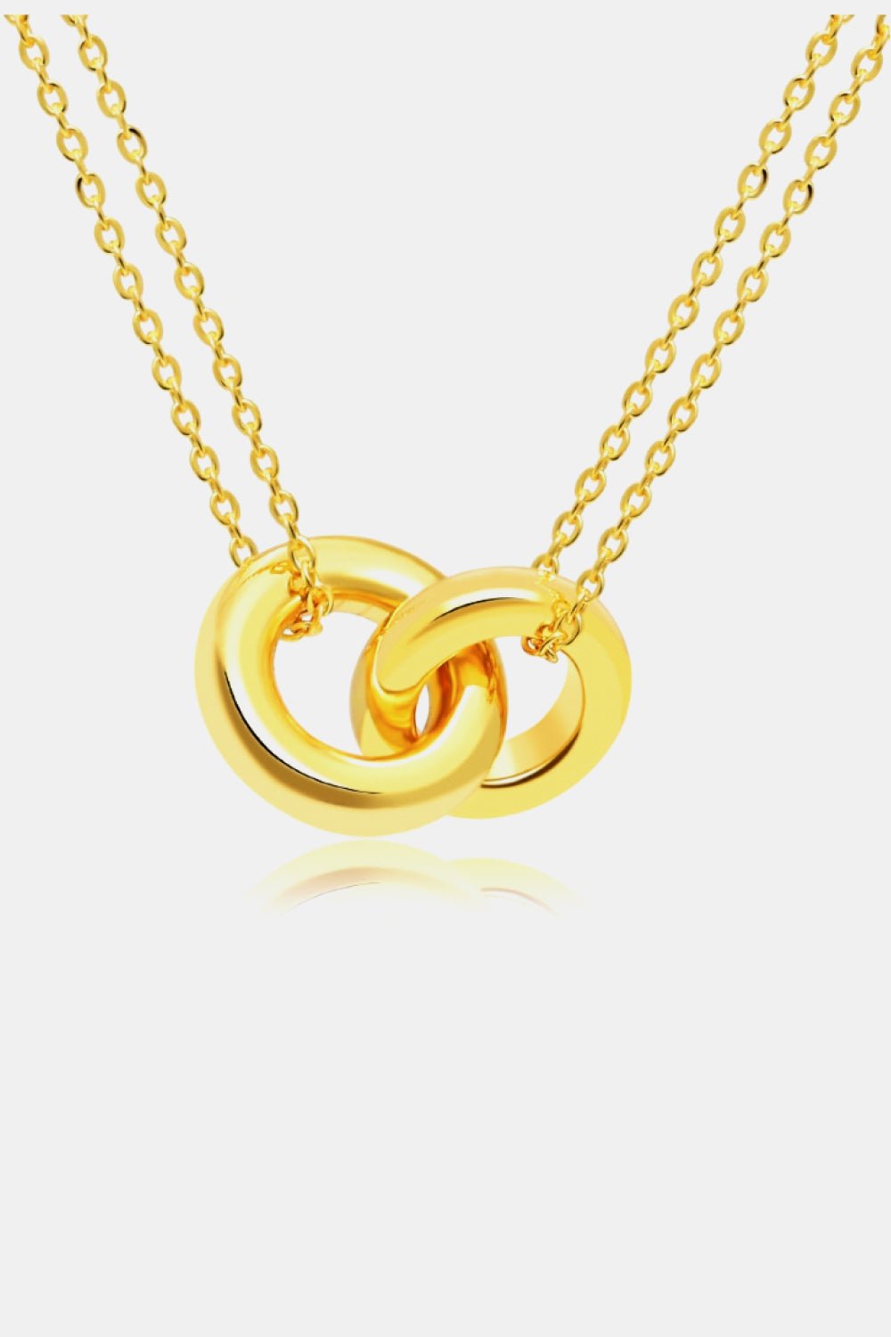 Linked Ring Pendant Chain Necklace - Gold One Size -