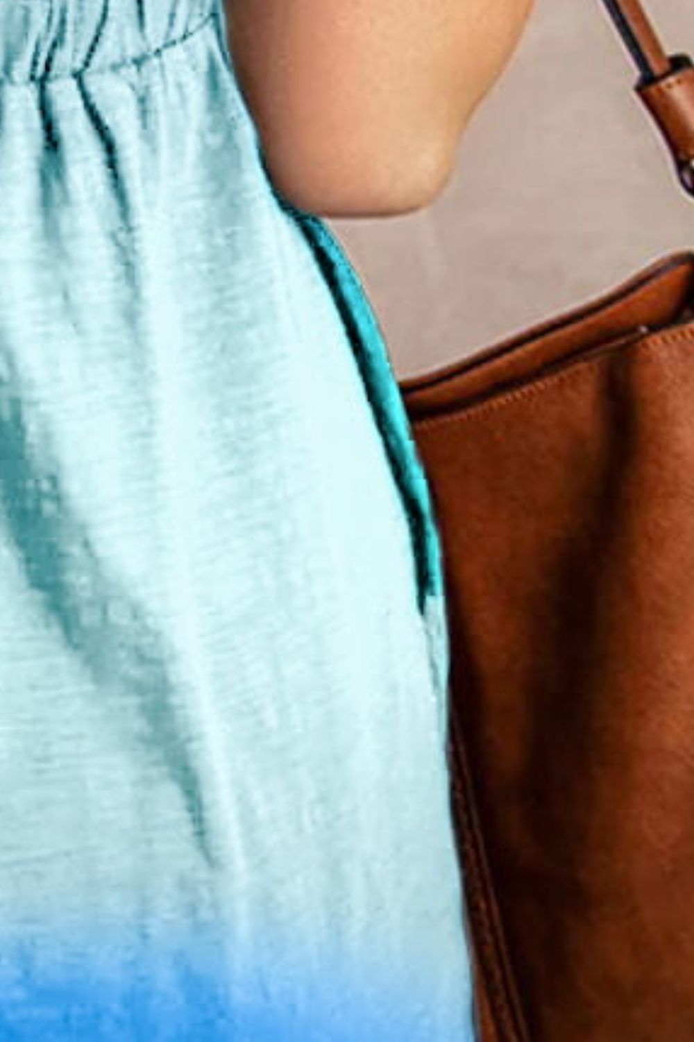 Double Take Scoop Neck Buttoned Sleeveless Magic Dress with Pockets - -